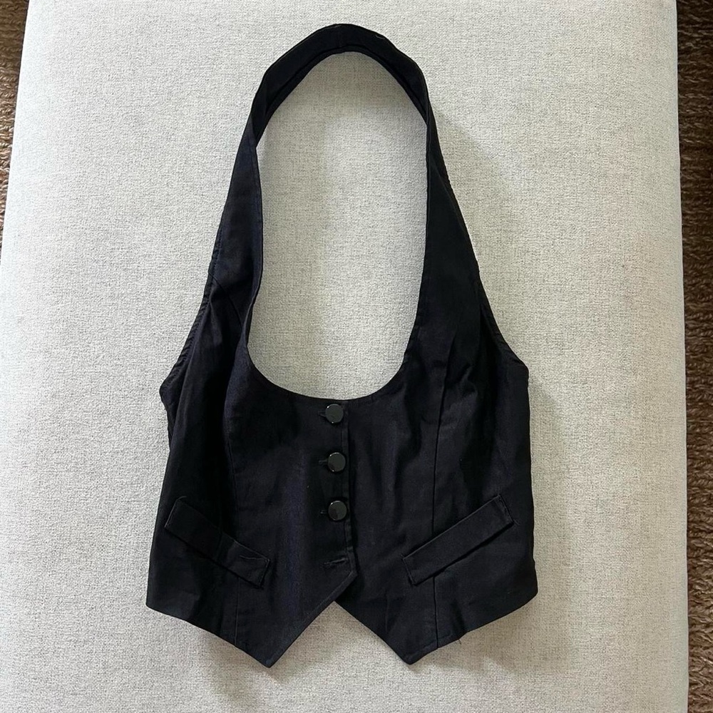Lipstick Vintage Black Halter Vest - Picture 1 of 5